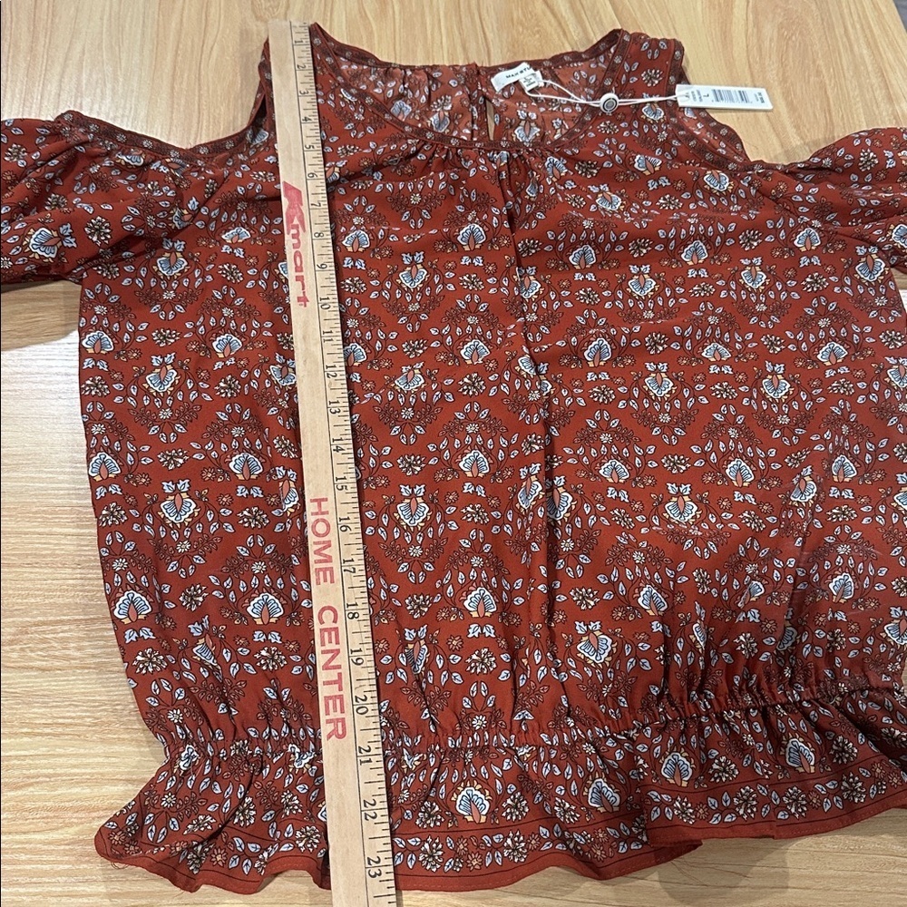 Max Studio Burgundy Floral Blouse - Picture 9 of 11